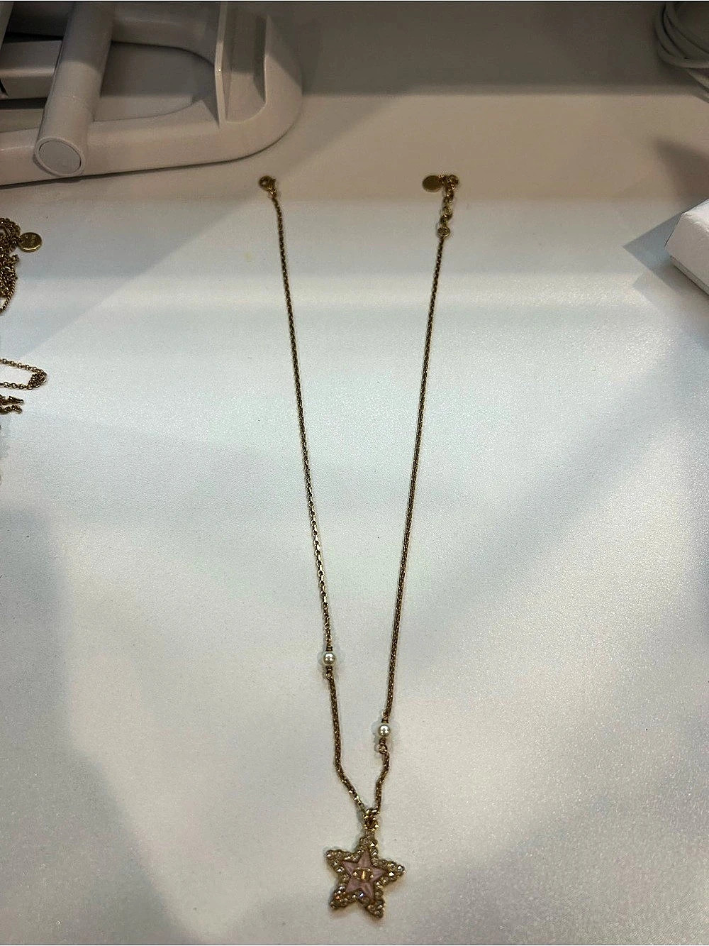 Dior Star Pendant Necklace Gold & Pink